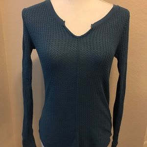 Aeropostale Waffle Long Sleeve Top Blue
